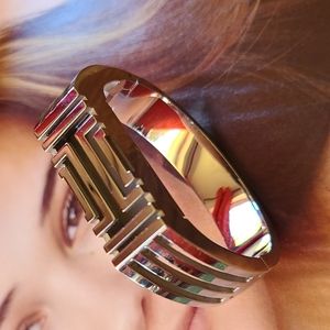 TORY BURCH Fit Bit Silvertone Magnetic Closure Cuff Bracelet